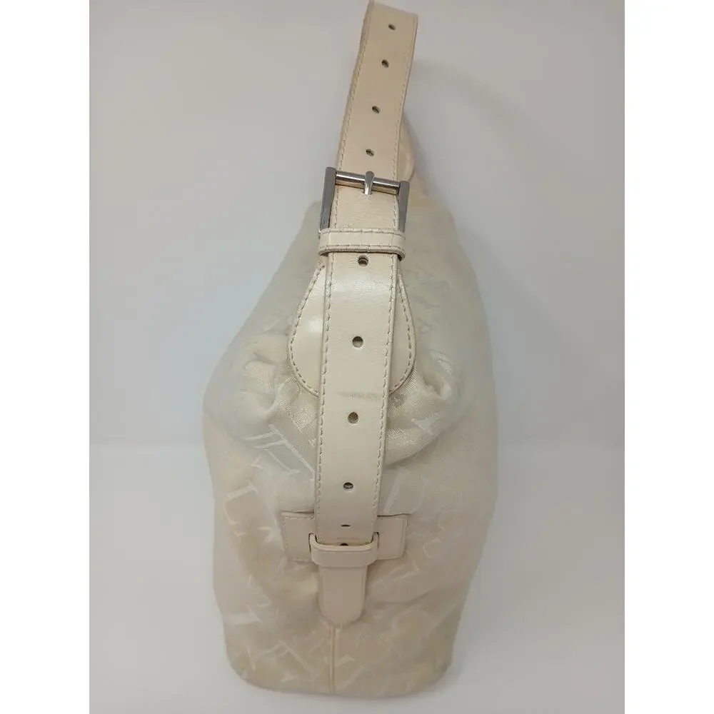 Furla Shoulder Bag Beige And Brown Color Nylon And Leather Used